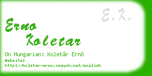 erno koletar business card
